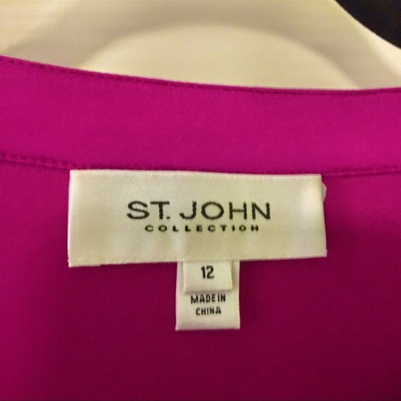 ST. JOHN 92% SILK FUSHIA BLOUSE IN EXCELLENT CONDITION FIGURE FLATTERING SIZE 12 - Picture 2 of 8